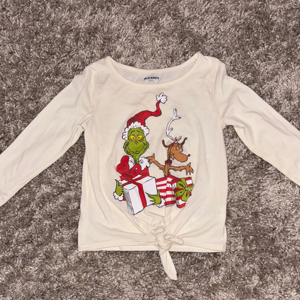 Dr. Seuss Cream Long Sleeve Shirt with Grinch